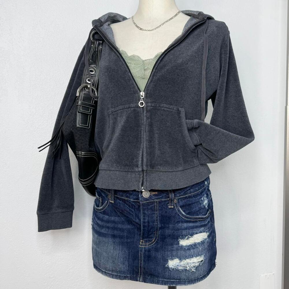 Terry cloth jacket gray cropped
